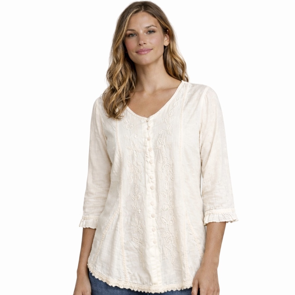Scully Cream Embroidered Blouse